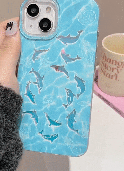 [진짜반짝여요] 홀로그램 돌고래 물결 아이폰케이스